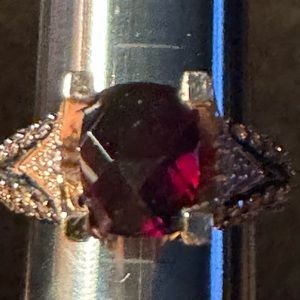 Levian Rhodolite Garnet and Brown and White Diamond Ring, Size 7, rose gold
